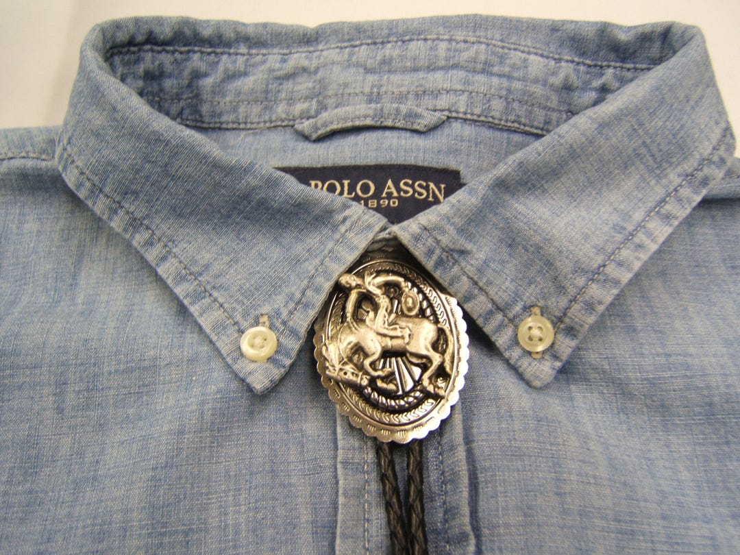 Western String Cowboy on Horse Silver Bolo Tie Western String Tie Wedding Bolo Tie ...