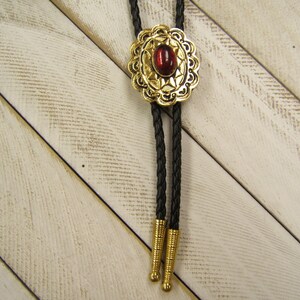 Gold Pendant Necklace Gold Bolo Tie w Synthetic Ruby Western Jewelry Bolos Bola Wedding Necktie Boho Chic Necklace Cowgirl Birthday 80571
