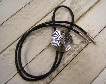 Southwestern Man In The Maze Bolo Tie Silver Bolo Ties Tribal Necklace Western Necktie Festival Wear Wedding Bolo Tie USA Made 80619