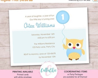 Owl 1st Birthday Invitation PRINTABLE with Photo Girl/Boy | Etsy