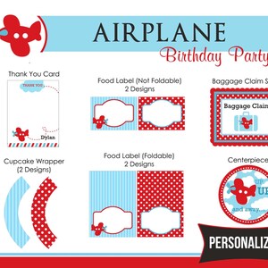 Airplane Birthday Party Package PRINTABLE DIY Personalized for Boys ...