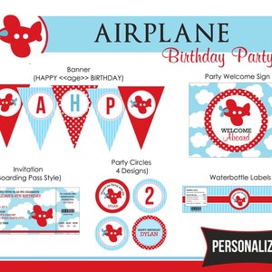 Airplane Birthday Party Package PRINTABLE DIY Personalized for Boys ...