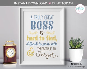 Boss Wall Art PRINTABLE - Appreciation / Farewell / Retirement Gift, INSTANT Download DIY - Truly great Boss Typographic art print
