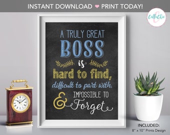 Boss Wall Art PRINTABLE Chalkboard - Appreciation / Farewell / Retirement Gift INSTANT Download DIY - Truly great Boss Typographic art print