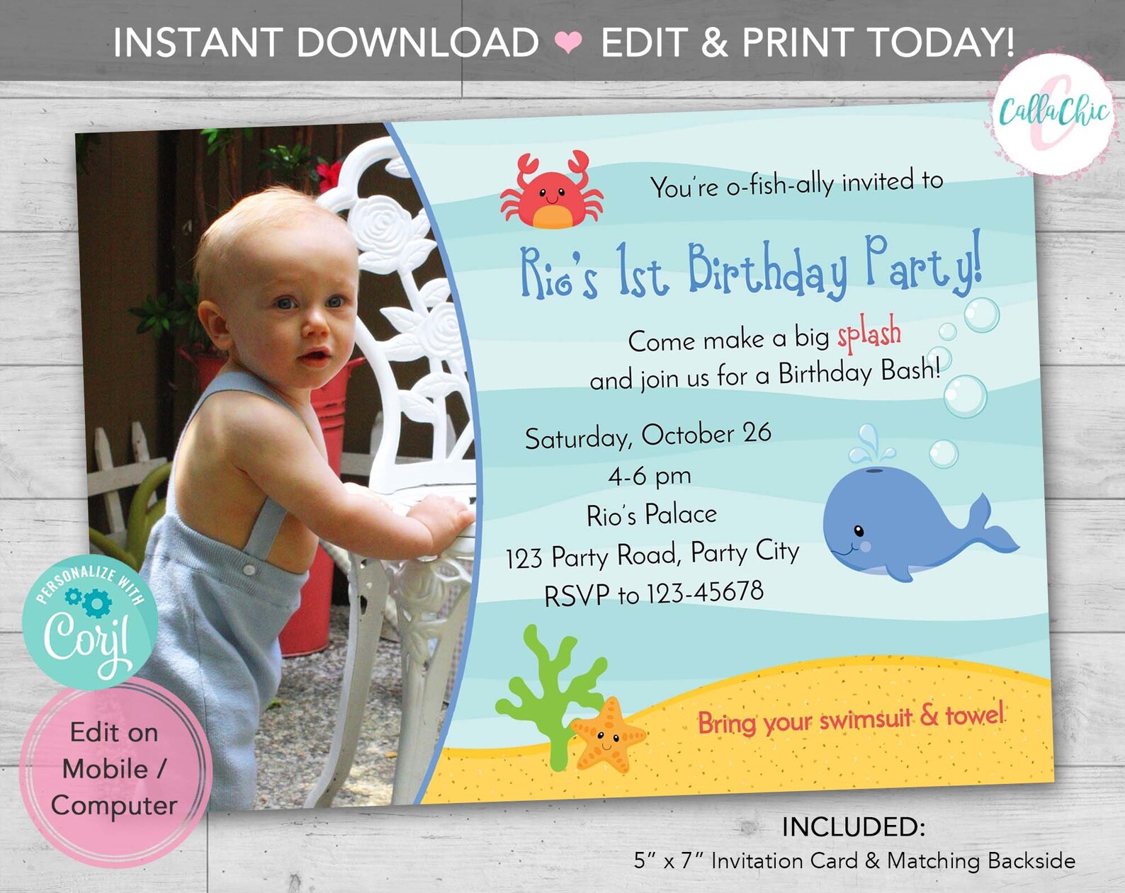Under the Sea Birthday Invitation PRINTABLE With Photo Diy - Etsy