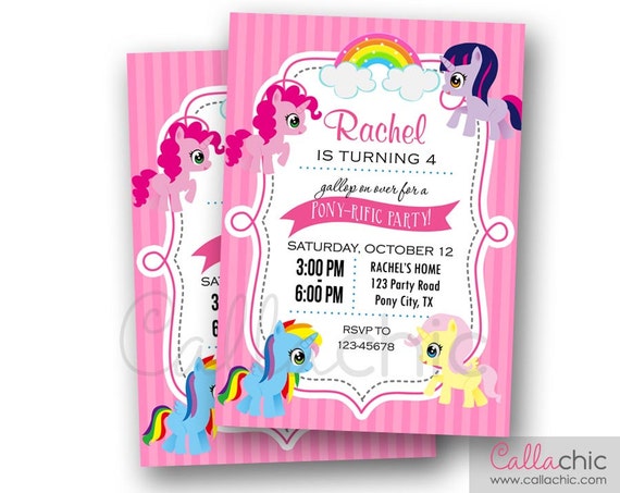 My Little Pony Zaproszenie Do Druku Urodziny Dziewczyny Etsy