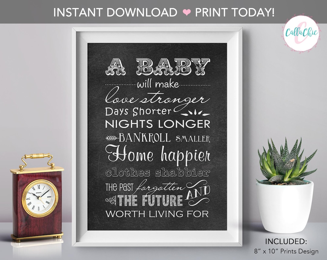 Nursery Wall Art PRINTABLE - for Baby Boy and Girl - Chalkboard Quote ...