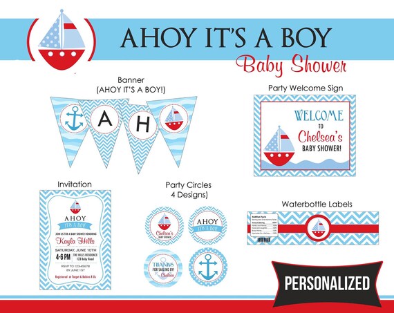 Ahoy It's A Boy Party Package PRINTABLE DIY Baby Shower - Etsy