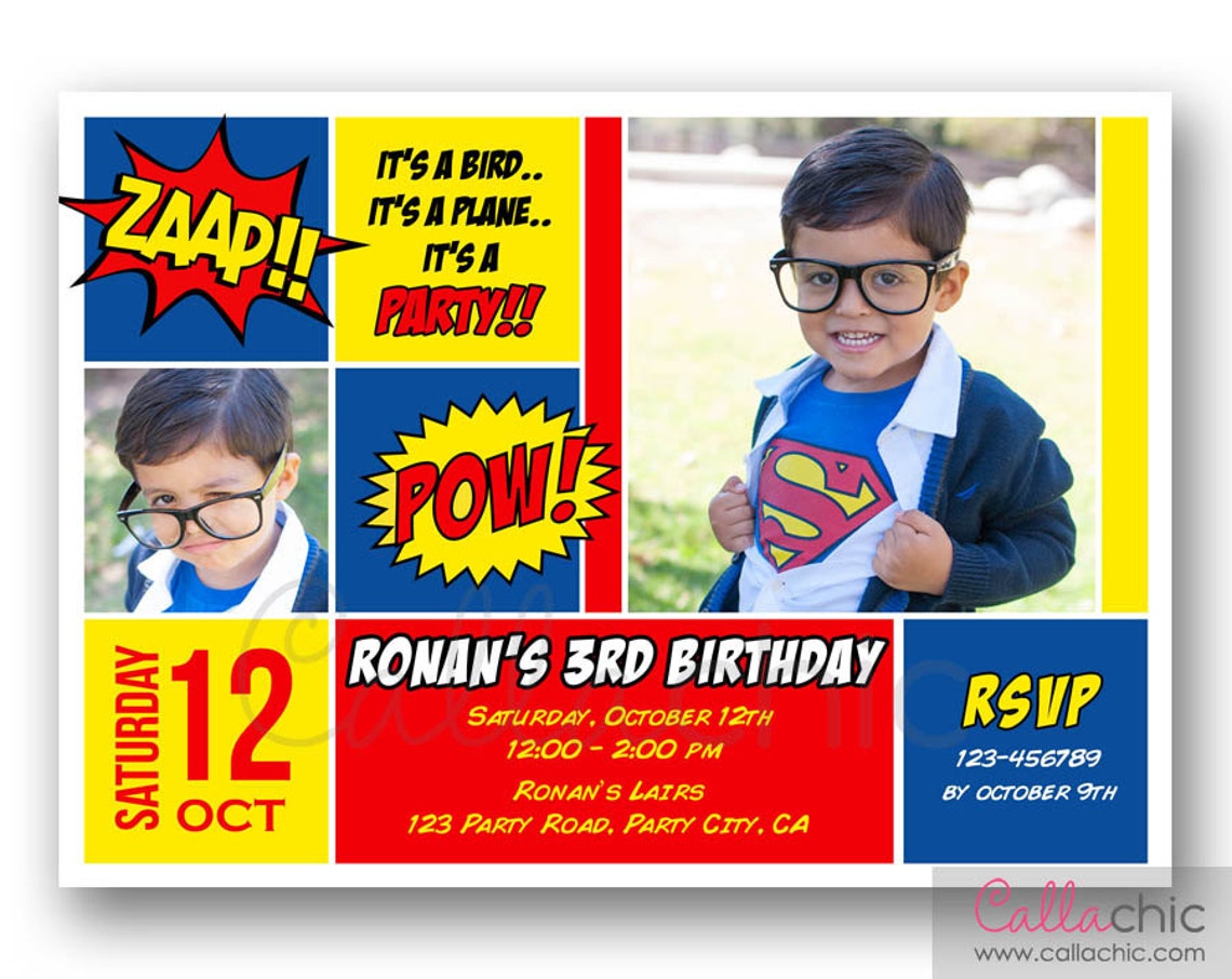 Superman Birthday Invitation with Photo PRINTABLE Boy Girl | Etsy