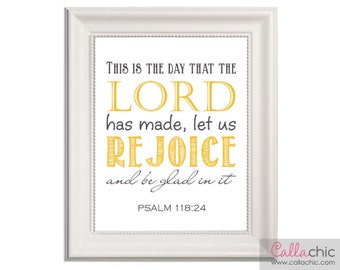 Christian Wall Art PRINTABLE - Catholic / Religious Typography Prints (INSTANT DOWNLOAD) diy This Is The Day That The Lord Has Made (Yellow)