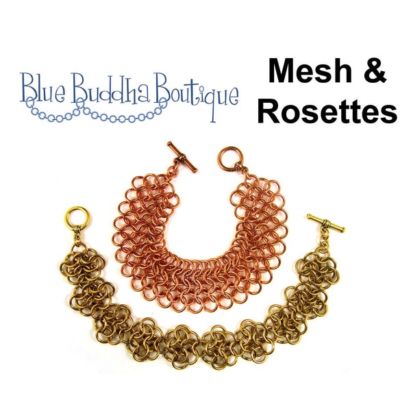 Tutorial: European 4-in-1 (Mesh) & Rosettes Bracelets (Beginner chainmaille project) - PDF - Instructions in English