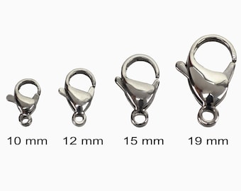 Stainless Steel Lobster Claw Clasp - 10mm, 12mm, 15mm or 19 mm