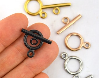 Stainless Steel Toggle Clasp - Plain Stainless Steel or Electroplated Gold, Bronze, Black Gunmetal