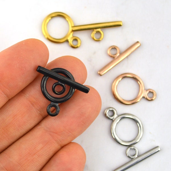 Stainless Steel Toggle Clasp - Plain Stainless Steel or Electroplated Gold, Bronze, Black Gunmetal