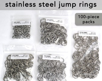 SALE - 100 pc 16 SWG stainless steel jump rings - various sizes available