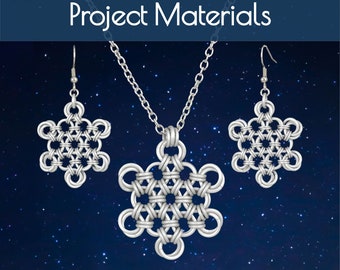 Chainmaille Kit: Snowflake Pendant & Earrings - Intermediate - Instructions sold separately