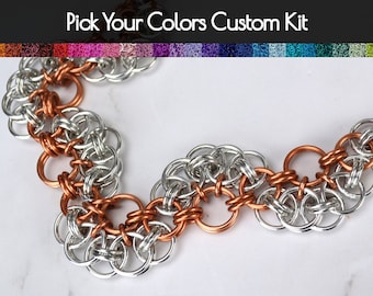 Custom Kit: Helm Wave - Aluminum Chainmaille DIY Bracelet - Intermediate - No instructions