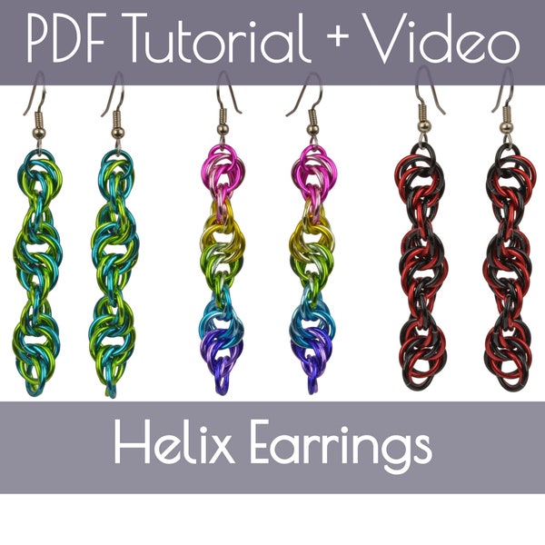 Tutorial: Helix Earrings (Beginner chainmaille project) PDF + Video - Instructions in English