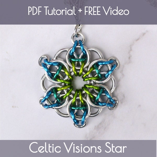 Tutorial: Celtic Visions Star Pendant (Beginner chainmaille project) - PDF - Instructions in English