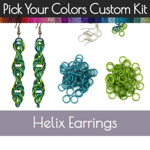 Custom Kit: Helix Earrings - Chainmaille Project - Makes 2 pairs - Pick TWO colors - Instructions Sold Separately
