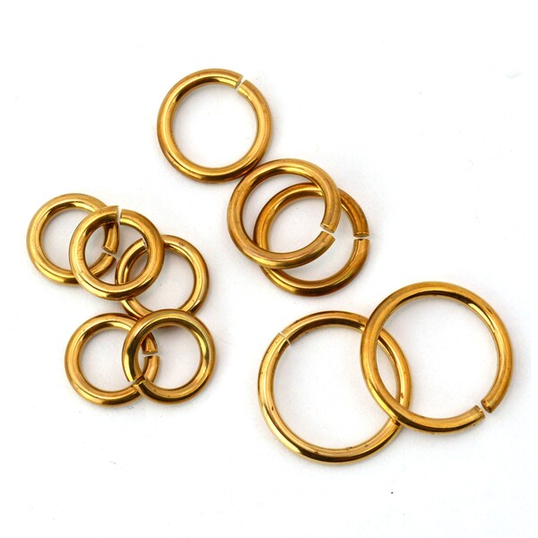 HUGE jump rings - 10 AWG assortment jewelry brass jump rings - 25 different sizes from Spiderchain - sold in batches of 5 sizes