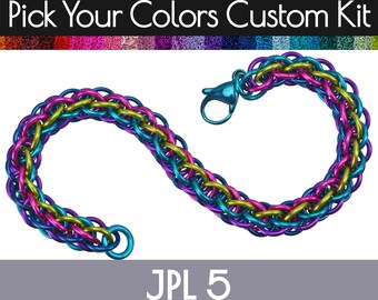 Custom Kit: JPL5 (Jens Pind Linkage 5) - Chainmille Bracelet - Advanced - PICK YOUR COLORS - Instructions sold separately