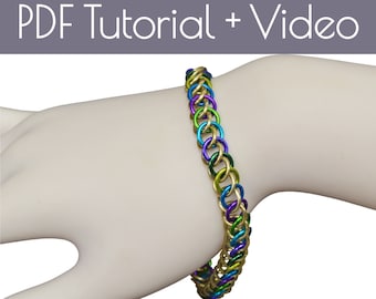 Tutorial: Half Persian 3-in-1 (Intermediate chainmaille project) PDF + Video - Instructions in English