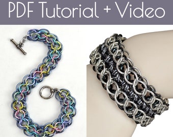 Tutorial: Cylon Bracelet / Double Cylon Cuff (Intermediate/Advanced chainmaille project) - PDF - Instructions in English
