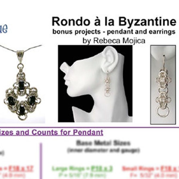 Tutorial: Rondo a la Byzantine Pendant and Earring (Intermediate chainmaille project) - PDF - Instructions in English