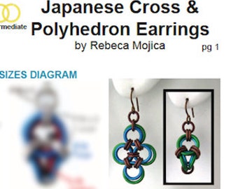 Tutorial: Japanese Cross & Polyhedron Earrings (Intermediate chainmaille project) - PDF - Instructions in English