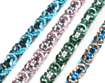 Chainmaille Kit - Square Byzantine Bracelet - HyperLynks - Beginner - Aluminum - Flat Links