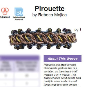 Tutorial: Pirouette Bracelet (Advanced chainmaille project) - PDF - Instructions in English