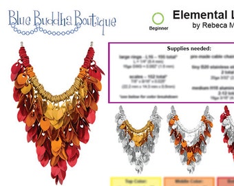 Tutorial: Elemental Leaves Scallemaille Necklace (Beginner chainmaille project) - PDF - Instructions in English