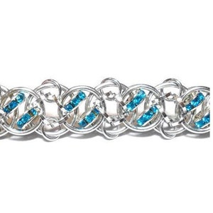 Chainmaille Kit - Crystal Helix - HyperLynks - Advanced/Expert - Aluminum With Rhinestone Rondelles - Chain Mail Bracelet Kit