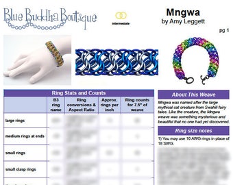 Tutorial: Mngwa - Intermediate chainmaille project - PDF - Instructions in English