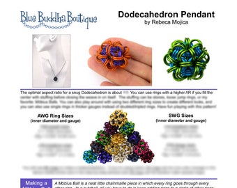 Tutorial: Dodecahedron Pendant or Earrings (Intermediate chainmaille project) - PDF - Instructions in English