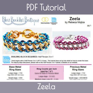 Tutorial: Zeela Bracelet (Intermediate chainmaille project) - PDF - Instructions in English