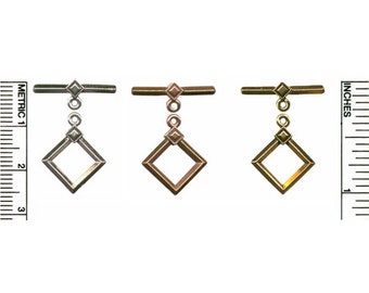 Deco Diamond Toggle by TierraCast - Electroplated with Plated Gold, Rhodium or Copper - 5 pc