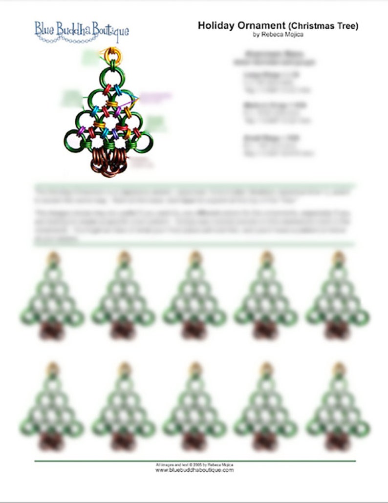 Tutorial: Holiday Ornament Christmas Tree Intermediate chainmaille project PDF image 1