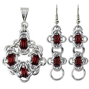 Tutorial: Rondo a la Byzantine Pendant and Earring Intermediate chainmaille project PDF Instructions in English image 3