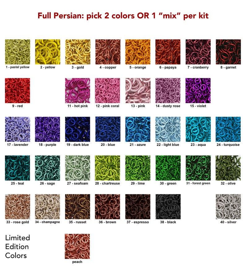 Custom Kit: Full Persian Chainmaille Bracelet Kit Intermediate PICK YOUR COLORS Instructions sold separately image 4