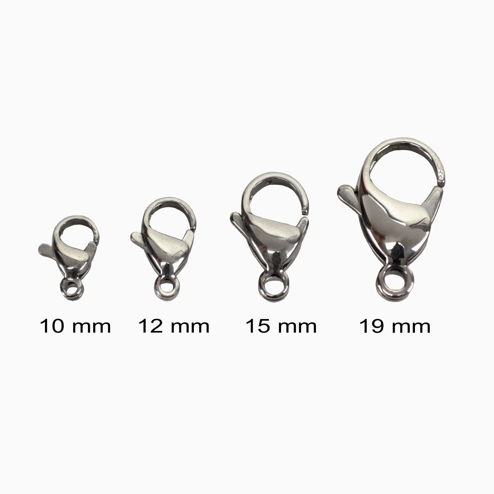 20pcs Lobster Claw Clasps 9-15mm Grade A 304 Stainless Steel