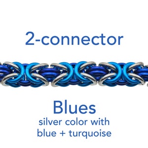 Chainmaille Kit: Byzantine Bracelet Kit Aluminum Beginner Instructions sold separately 2-conn Blues