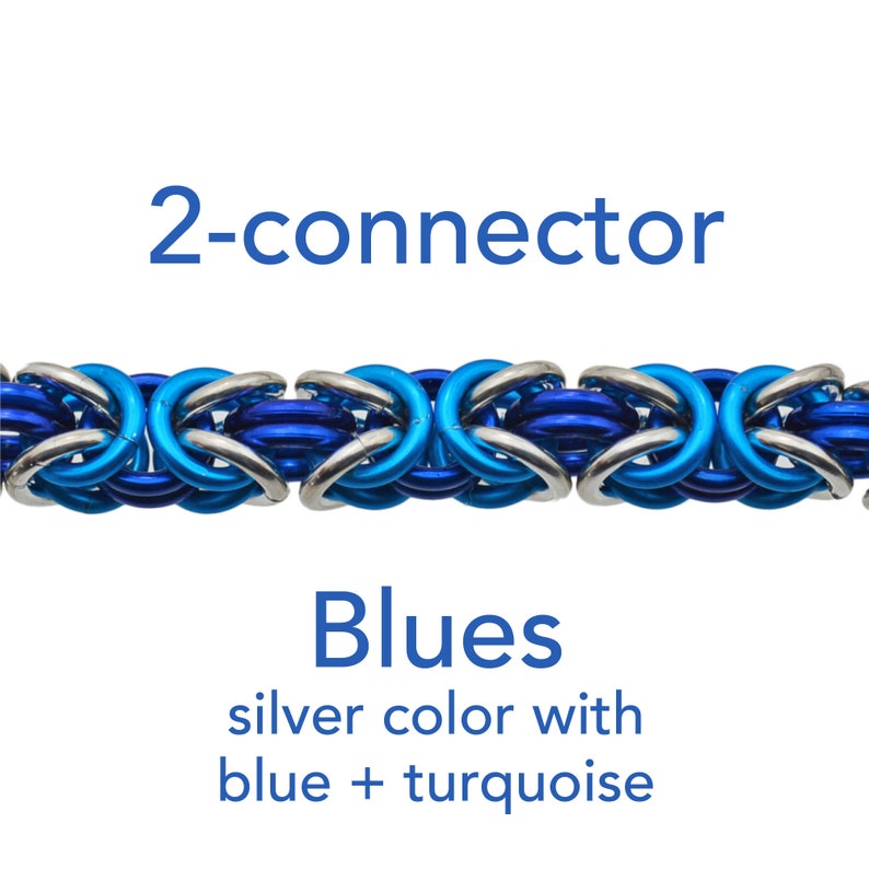 Chainmaille Kit: Byzantine Bracelet Kit Aluminum Beginner Instructions sold separately 2-conn Blues