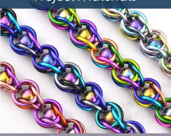 Pacote de Projeto: Iridescência com Contas Cativas - Pulseira ou Colar - Nível Iniciante - Alumínio com Titânio - Tutorial em Vídeo Gratuito Disponível