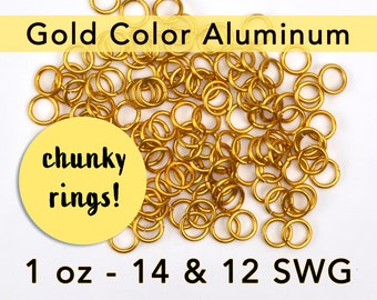 SALE - 1 oz "faux gold" jump rings - 12&14 SWG - Anodized Aluminum - various sizes available