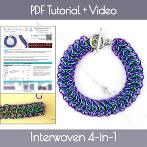 Tutorial: Interwoven 4-in-1  (Advanced chainmaille project) - PDF - Instructions in English