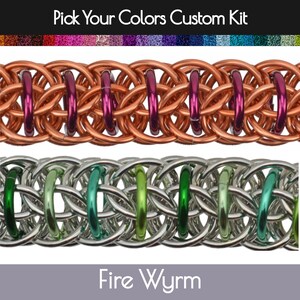 Custom Kit: Fire Wyrm - Chainmaille Bracelet Kit - Aluminum - Advanced - PICK YOUR COLORS - Instructions sold separately