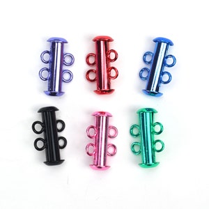 SALE - 2-Strand Slide Clasp - 16.5 x 6mm Tube - Various Colors