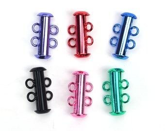 SALE - 2-Strand Slide Clasp - 16.5 x 6mm Tube - Various Colors